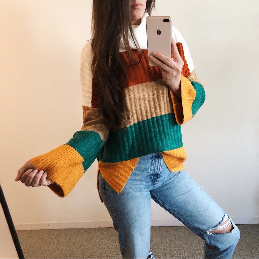 LAST ONE ✨MULTI COLOR-BLOCK VINTAGE SWEATER - Picture 4 of 6